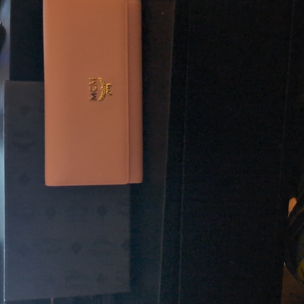 sold - MCM Coral Wallet with Gold Logo